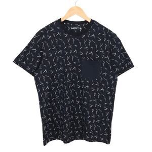 American Giant Men's 100% Cotton Pocket Tee Black White Print Size Medium